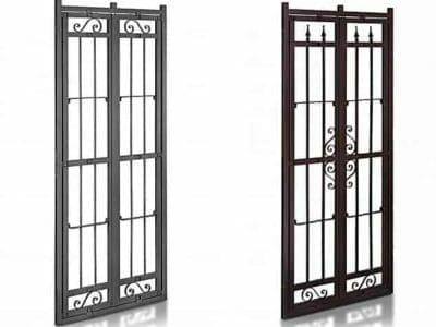 Un set di due porte in metallo con design diversi firmate Ferramenta del Borgo Pavia.